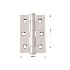 UAP Steel Button Tipped Hinge 75x50mm - Pack of 3 - Satin Chrome