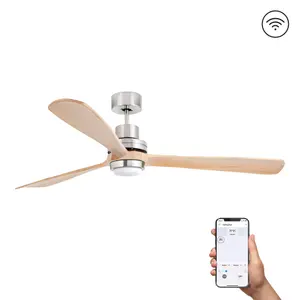 Luminosa Lantau Extra Large Led Matt Nickel, Pine Ceiling Fan DC Smart 15W 3000K, 6 Speed