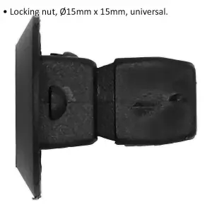 20 PACK Black Locking Nut Trim Clip - 15mm x 15mm - Universal Vehicle Fitting