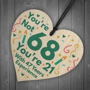 Red Ocean Funny Birthday Gifts Novelty 68th Birthday Gift Wooden Heart Sign Funny Birthday Card