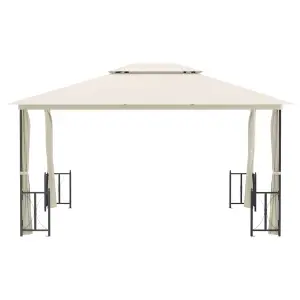 Berkfield Gazebo with Sidewalls&Double Roofs 3x4 m Cream