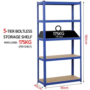 Yaheetech Blue Metal 5 Tier Storage Rack with Adjustable Shelves