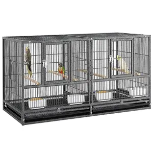 Yaheetech Black Stackable Wide Bird Cage Divided Breeder Cage