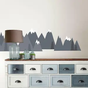 Wallpops Grey & White Mountain Range Peel & Stick Wall Art Stickers