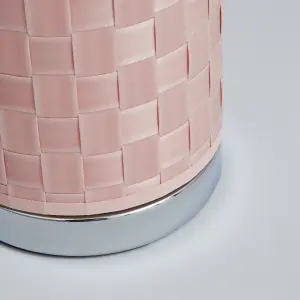 Inlight Hektor Cylinder Polished Pink Woven effect Table lamp