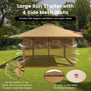 Costway 4m x 4m Pop up Gazebo Canopy Tent W/ Netting Mesh Sidewalls