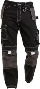 SSS Mens Work Trousers Mens Holster Pockets with Knee Pad Black Cargo Pants 40in Waist - 34in Leg.