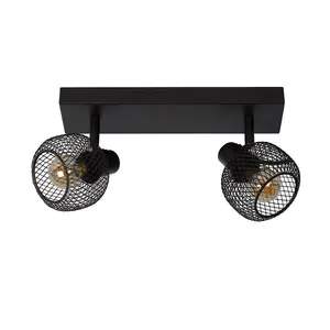 Lucide Maren Retro Twin Ceiling Spotlight - 2xE14 - Black