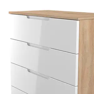 Milan Ready assembled White & oak 4 Drawer Chest (H)875mm (W)740mm (D)390mm