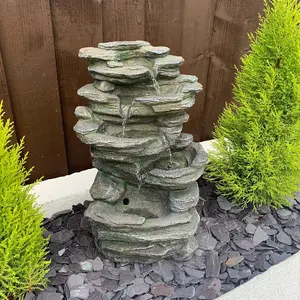 Aqua Creations 4 Bowl Textured Granite Mains Plugin Powered Water Feature