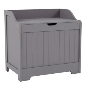 Milano Wood Cabinet Laundry Hamper Grey