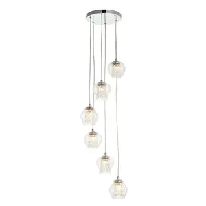 Luminosa Mesmer Plate Pendant Ceiling Lamp, Chrome Plate With Glass, Glass Beads