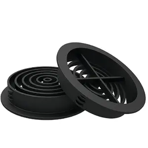 Pack of 4 Black Plastic 68mm Round Soffit Air Vents Push in Roof and Eave Circular Mesh Air Vents