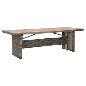 Berkfield Garden Table 240x90x74 cm Poly Rattan and Solid Acacia Wood