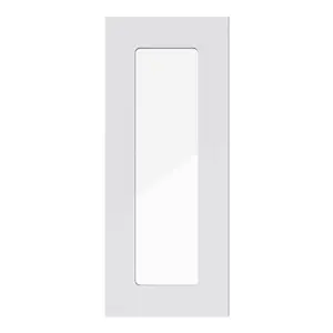 GoodHome Stevia Gloss grey Slab Glazed Cabinet door (W)300mm (H)715mm (T)18mm