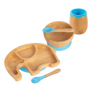 5pc Bamboo Elephant Baby Weaning Set - Blue