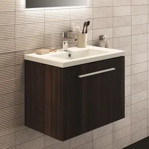 Ideal Standard i.life S Compact Matt Coffee Oak effect Wall-mounted Bathroom Vanity unit (H) 440mm (W) 600mm