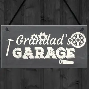 Red Ocean Grandad's Garage Hanging Wall Plaque Novelty Workshop Man Cave Shed Sign Father Gift