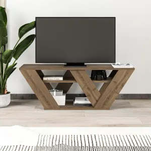 Decortie Pipralla Modern TV Stand Unit with Shelves for Up to 43" TVs Dark Oak Effect 110cm