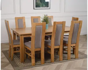 Oslo 180 x 90 cm Large Oak Dining Table and 8 Chairs Dining Set with Stanford Chairs