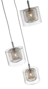 Luminosa Spring 3 Light Cluster Pendant Mesh Chrome, Copper, Glass, G9