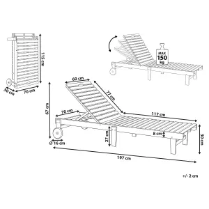 Sun Lounger Wood Light Wood PIETRALUNGA