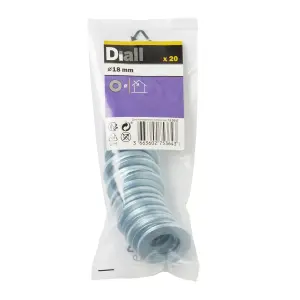 Diall M18 Carbon steel Flat Washer, (Dia)18mm, Pack of 20