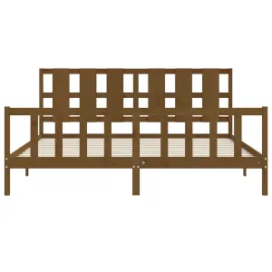 Berkfield Bed Frame with Headboard Honey Brown 200x200 cm Solid Wood