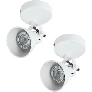 2 PACK Wall Spot Light White Steel Wall Plate and Lamp Shade GU10 3.3W Included