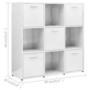 Berkfield Book Cabinet High Gloss White 90x30x90 cm Engineered Wood