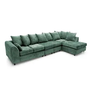 Harriet Crushed Chenille Large Right Facing Corner Sofa in Rifle Green