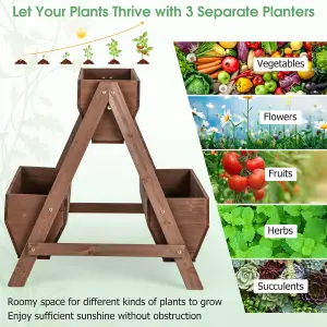 Costway Vertical Raised Garden bed Tiered Elevated Planter Stand w/ 3 Wood Planter Boxes