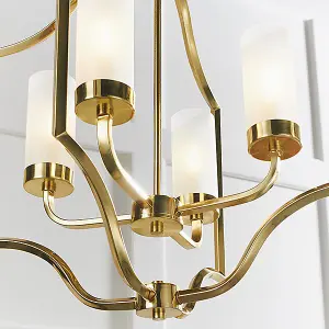 Luminosa Edrea 4 Light Ceiling Pendant Satin Brass & Frosted Glass, E14