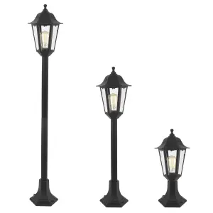 Litecraft Neri Black Outdoor Lamp Post Lantern Light