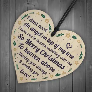 Christmas Memorial Decoration Hanging Wooden Heart Memorial Plaque For Mum Dad Nan