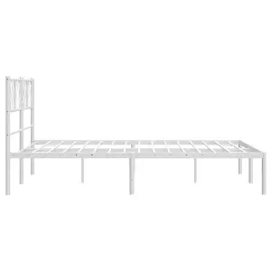 Berkfield Metal Bed Frame with Headboard White 140x200 cm