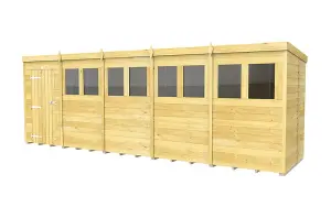 20 x 4 Feet Pent Shed - Single Door With Windows - Wood - L118 x W589 x H201 cm