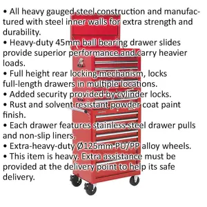 Heavy Duty 14 Drawer Stacking Tool Chest and Rollcab Bundle in Red