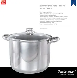 Buckingham Premium Induction Stainless Steel Stock Pot, 24 cm, 9 L