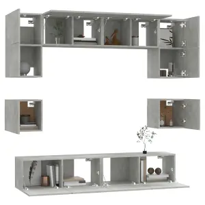 Berkfield 8 Piece TV Cabinet Set Concrete Grey Engineered Wood