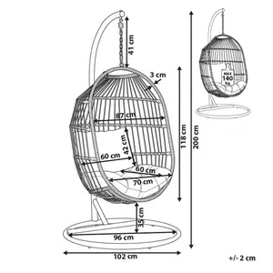 Hanging Chair with Stand ALBA PE Rattan Black