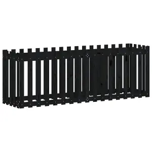 Berkfield Garden Raised Bed with Fence Design Black 200x50x70 cm Solid Wood Pine