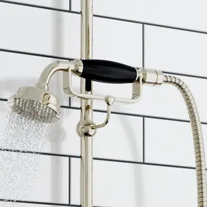 ENKI Traditional English Gold Black Brass & Ceramic Handheld Shower Head & Hose Kit EH018