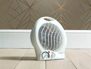 Trendi 2 in 1 Fan Heater 2KW 2000W Small Portable Electric Hot Warm Air Upright Adjustable Thermostat different Heat Settings