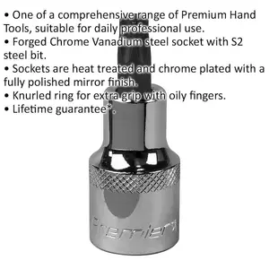 Premium T45 TRX Star Socket Bit - 1/2" Drive with Knurled Grip for Optimal Performance