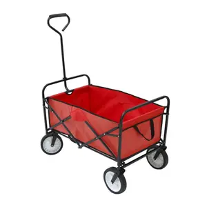 Oypla Red Heavy Duty Foldable Garden Festival Trolley Folding Cart Wagon Truck Wheelbarrow