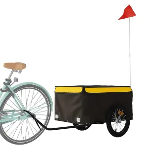 vidaXL Bike Trailer Black and Yellow 45 kg Iron