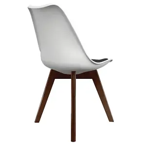 Soho White & Black Plastic Dining Chair with Squared Dark Wood Legs