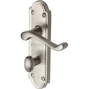 Heritage Door Handle for Bathroom Meridian Design (Set of 2) Satin Nickel