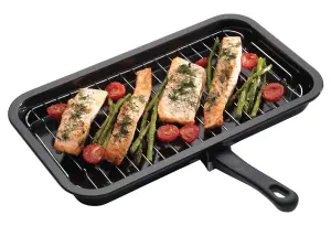 KitchenCraft Enamel 4cm x 23cm Grill Pan with Scratch-resistant Enamel Coating